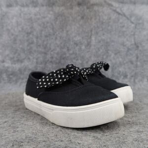 Wonder Nation Shoes Toddler 7 Slip On Sneakers Black Canvas Bow Polka Dot Girls